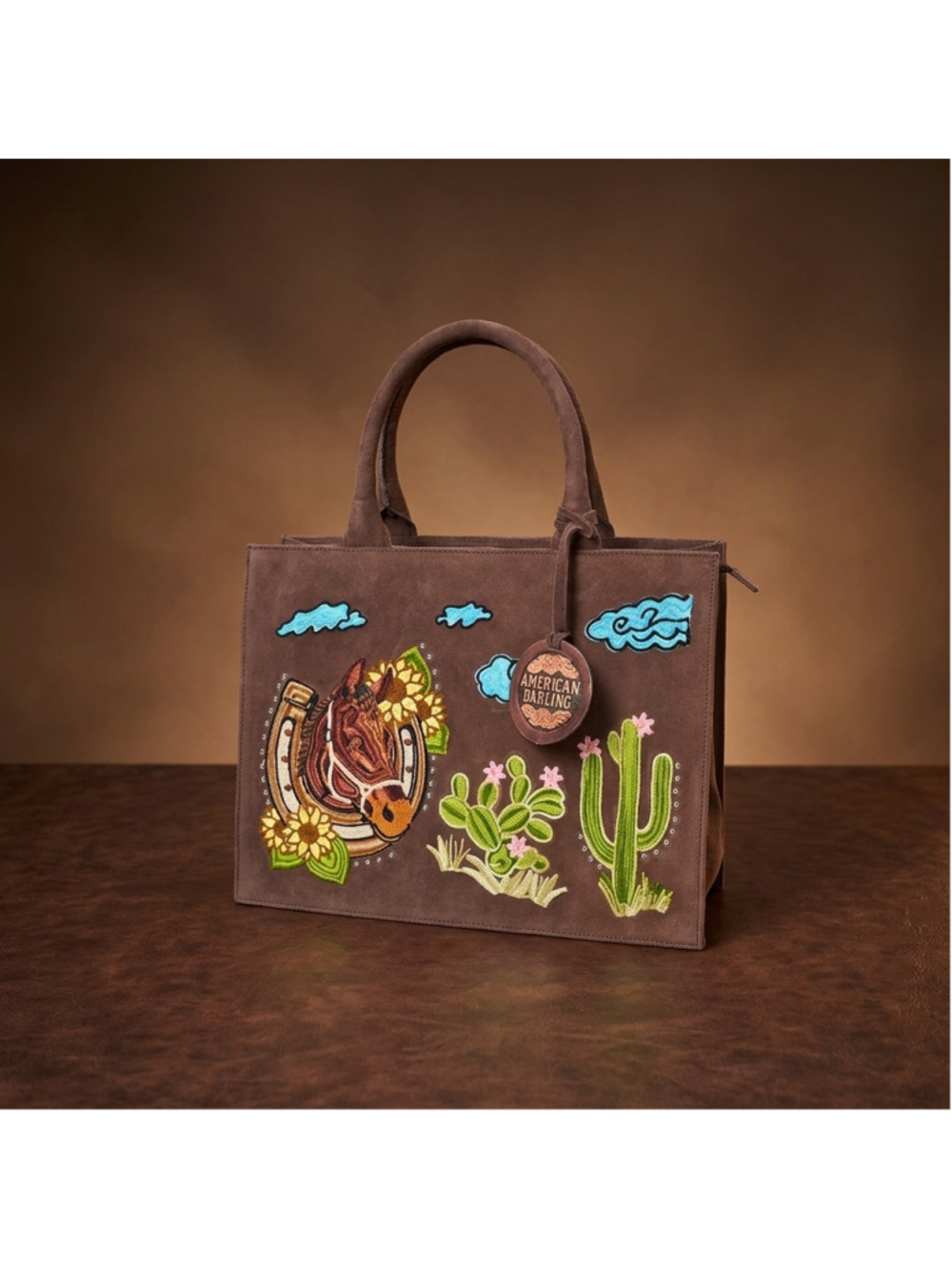 American Darling Lucky leather Horseshoe Western Tote Bag - Picture 7 of 9